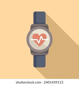 Heart rate tracker icon flat vector. Watch app. Security band digital