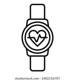 Heart rate tracker icon outline vector. Watch app. Security band digital