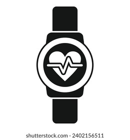 Heart rate tracker icon simple vector. Watch app. Security band digital