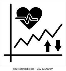 Heart Rate Variability Glyph Single Icon Illustration