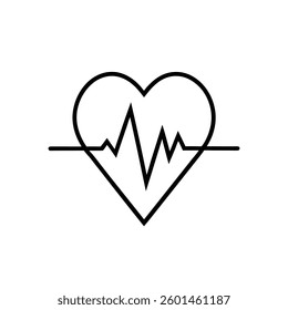 Heart rate vector. Heart beat line art. heart shape with pulse wave. vector illustration