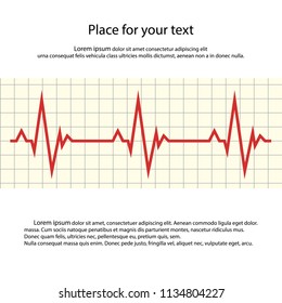 Heart rate. Vector cardiogram with space for your text.