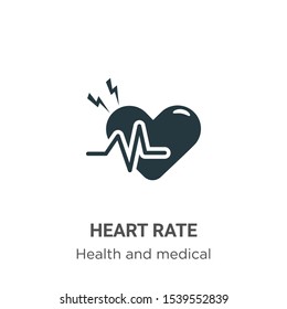 Heart rate vector icon on white background. Flat vector heart rate icon symbol sign from modern health and medical collection for mobile concept and web apps design.