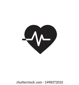 Heart Rate Vector Icon. Heart Pulse, Electrocardiogram Sign. Healthcare And Medical Related Solid Illsutration. Trendy Flat Style For Graphic Design, Web Site, UI. EPS10. 