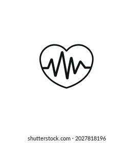Herzfrequenz-Vektorsymbol. Herzpuls, Elektrokardiogramm-Symbol. Gesundheitswesen und Medizin. Black Heart of Medic Blutdruck , Kardiogramm, Health EKG, EKG Logo. Herz im flachen Stil. Vektorgrafik.
