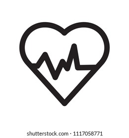 Heart rate vector icon, simple beat symbol. Simple illustration for web or mobile app