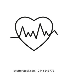 Heart rate. Vector illustration in flat style. Heart icon with cardiogram.