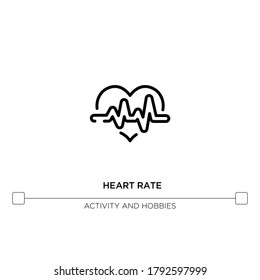 heart rate vector line icon. Simple element illustration. heart rate outline icon from activity and hobbies concept. Can be used for web and mobile
