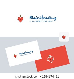 Heart rate vector logotype with business card template. Elegant corporate identity. - Vector