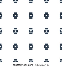 heart rate watch icon pattern seamless white background. Editable filled heart rate watch icon. heart rate watch icon pattern for web and mobile.