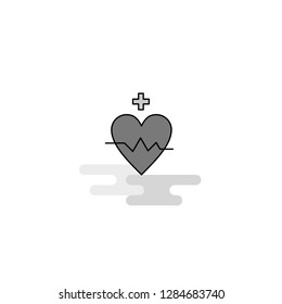 Heart rate Web Icon. Flat Line Filled Gray Icon Vector