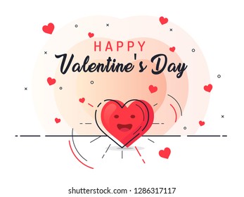 Heart with rays shine. Happy Valentine's Day. Trendy flat vector on white background. Vector Illustration.