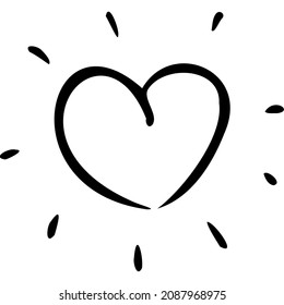 Heart with rays sketch vector illustration hand draw