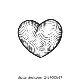 Heart with rays. Vector black vintage engraving illustration isolated on a white background. For web, poster, info graphic.