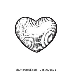 Corazón con rayos. Ilustración de grabado vintage negro de Vector aislado sobre un fondo blanco. Para Web, póster, infografía.