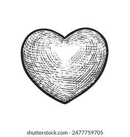 Heart with rays. Vector black vintage engraving illustration isolated on a white background. For web, poster, info graphic.