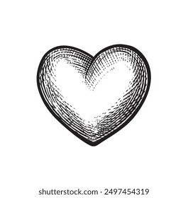 Heart with rays. Vector black vintage engraving illustration isolated on a white background. For web, poster, info graphic.