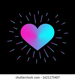 Heart with rays. Vector Icon. Valentine Day