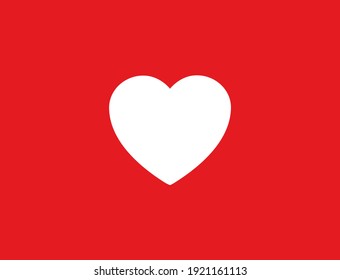 simple　White heart  red background EPS10