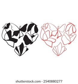 heart with red and black lines on white background