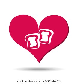 heart red cartoon cookie jam icon design vector illustration