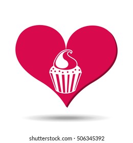 heart red cartoon cupckae chips icon design vector illustration