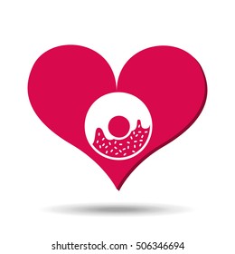 heart red cartoon donut icon design vector illustration