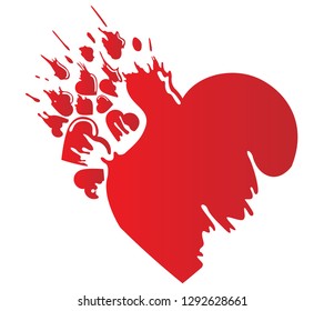 Heart of red color of an unusual shape, vector isolated on white background