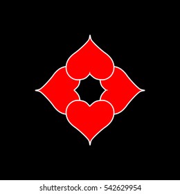 Heart red composition. Romantic love isolated icon. Colorful symbol of valentine day and love. Template for t shirt, apparel, card, poster. Design element of valentine day. Vector illustration