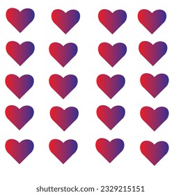 Juego de iconos de dibujos animados planos rojos. Romántico abstracto símbolo de forma diferente en San Valentín. Elemento decorativo de la plantilla del cartel de amor para la tarjeta de invitación a la boda. Isolación en ilustración vectorial blanca
