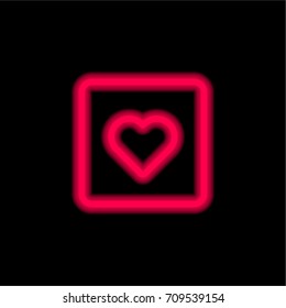 Heart red glowing neon ui ux icon. Glowing sign logo vector