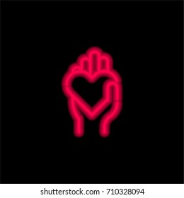 Heart red glowing neon ui ux icon. Glowing sign logo vector