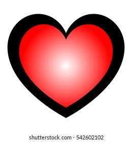 Heart - red gradient fill and dark path. Vector eps 10.