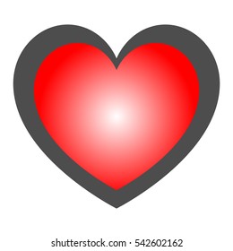 Heart - red gradient fill and dark path. Vector eps 10.