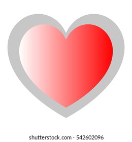 Heart - red gradient fill and grey path. Vector eps 10.