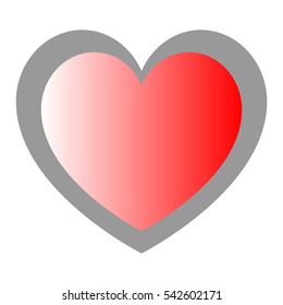 Heart - red gradient fill and grey path. Vector eps 10.