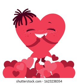 heart red with hands, card valentines day vector illustration design