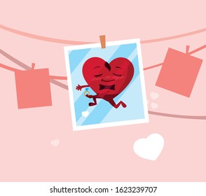 heart red with hands, card valentines day vector illustration design