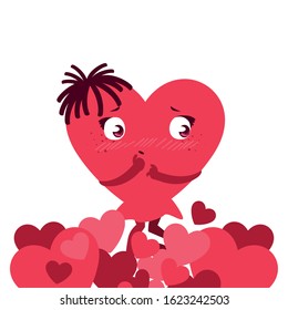 heart red with hands, card valentines day vector illustration design
