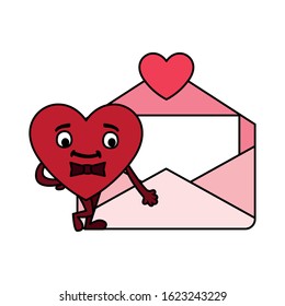 heart red with hands and envelope, design for valentines day card, banner, poster, flyer, brochure, print vector illustration design