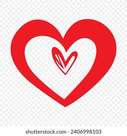 Heart red icon silhouette style isolated on the white background. Valentine's Day concept. Ready to apply to your design. Vector illustration.