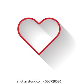 Heart Red Icon Vector , Long Shadow  , Love Symbol  Valentine's Day
