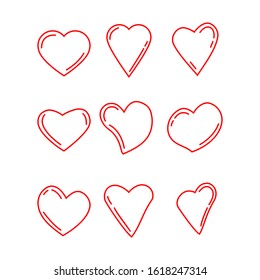 Heart red icon vector set, love illustration symbol collection. romantic sign.