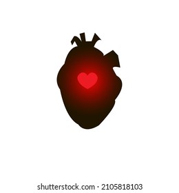 A heart with a red heart inside people love Valentine's day holiday