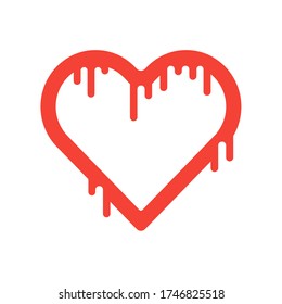 Heart red line icon. Love shape concept vector illustratiom in flat style.
