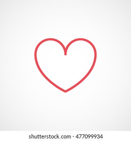 Heart Red Line Icon On White Background