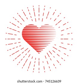 Heart and red lines around. Vector illustration