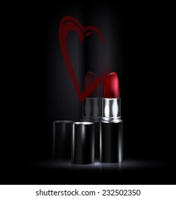 heart and red lipstick