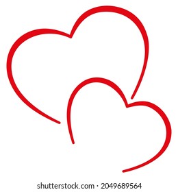 heart red love icon flat vector illustration, outline, design element isolated on white background, symbol of love, valentine's day