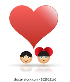 Heart red with male and female for love concept. Can use for valentine and wedding.